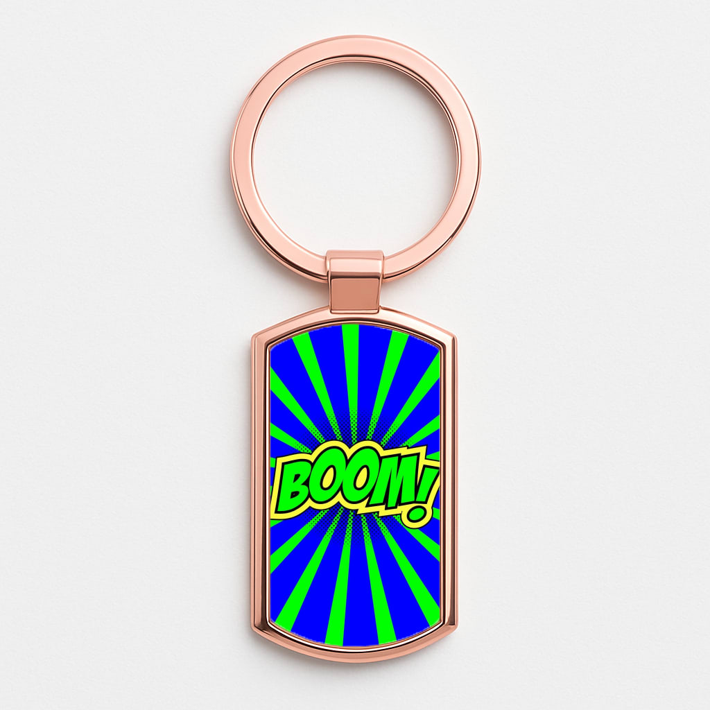 Boom - Pop Art Rose Gold Keyring