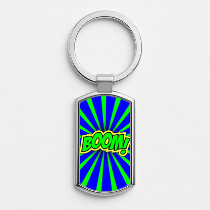 Boom - Pop Art Silver Keyring