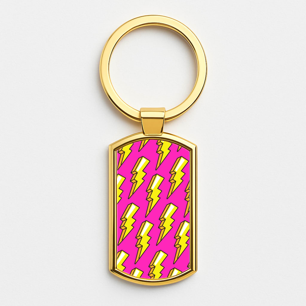 Pop Art Lightning Gold Keyring