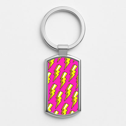 Pop Art Lightning Silver Keyring