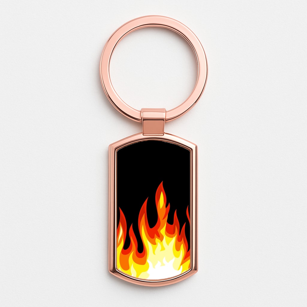 Black Flame  Rose Gold Keyring