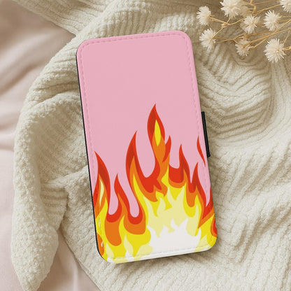 Pink Flame Wallet Phone Case