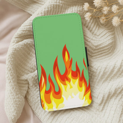 Green Flame Wallet Phone Case