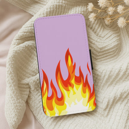 Purple Flame Wallet Phone Case