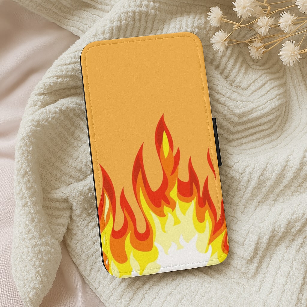 Orange Flame Wallet Phone Case