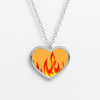 Orange Flame Heart Necklace