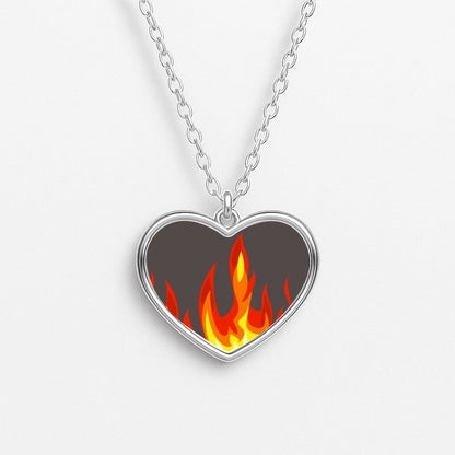 Grey Flame Heart Necklace