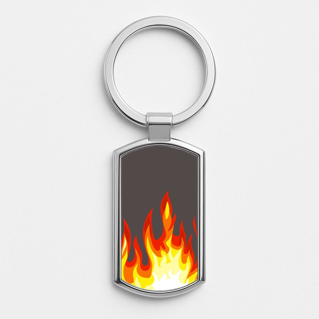 Grey Flame Silver Keyring