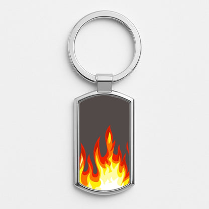 Grey Flame Silver Keyring