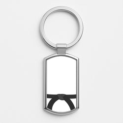 Black Belt Silver Keyring