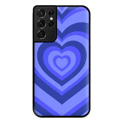 Blue - Colourful Hearts Phone Case for Galaxy S21 Ultra