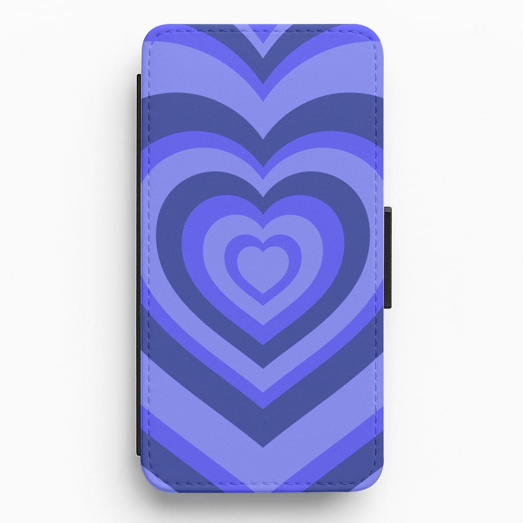 Blue - Colourful Hearts Flip / Wallet Phone Case