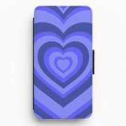 Blue - Colourful Hearts Flip / Wallet Phone Case 1