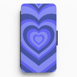 Blue - Colourful Hearts Flip / Wallet Phone Case