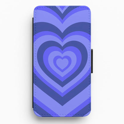 Blue - Colourful Hearts Flip / Wallet Phone Case