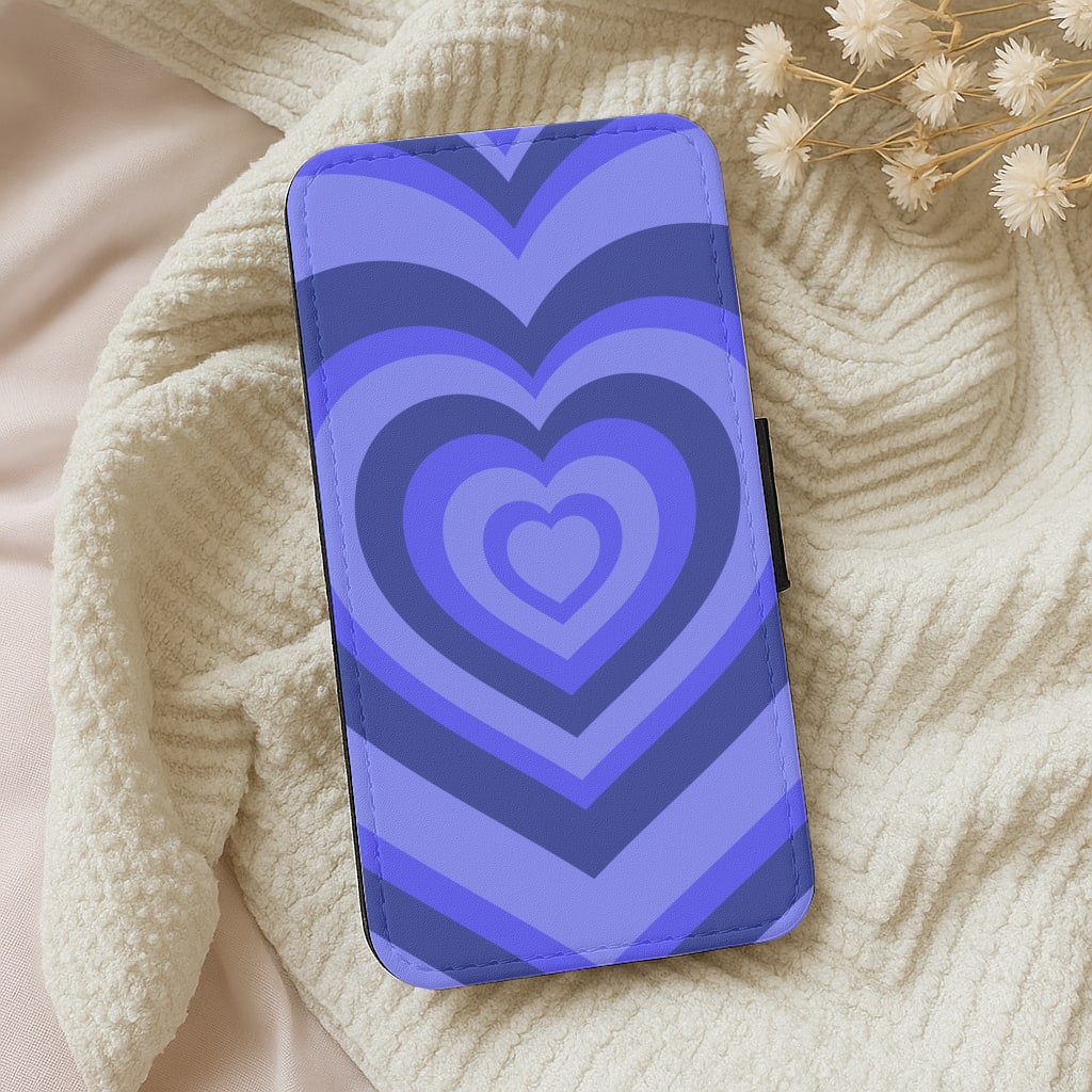 Blue - Colourful Hearts Wallet Phone Case