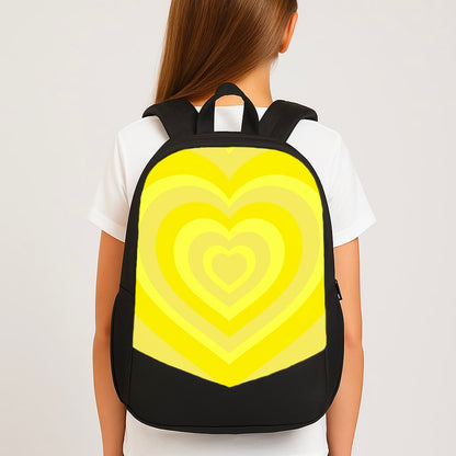 Yellow - Colourful Hearts Large School Bag