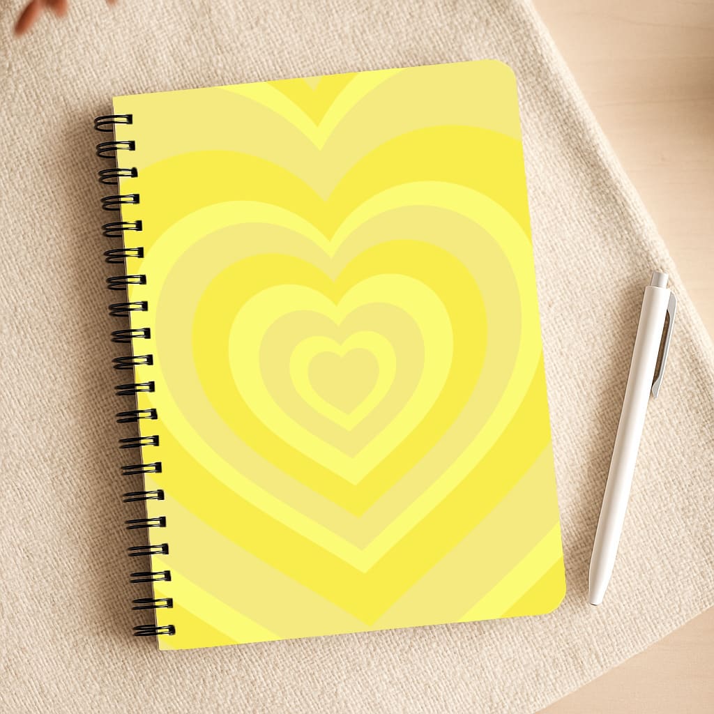 Yellow - Colourful Hearts Notepad