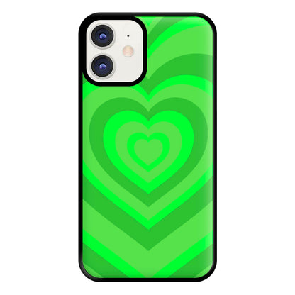 Green - Colourful Hearts Phone Case for iPhone 12 / 12 Pro