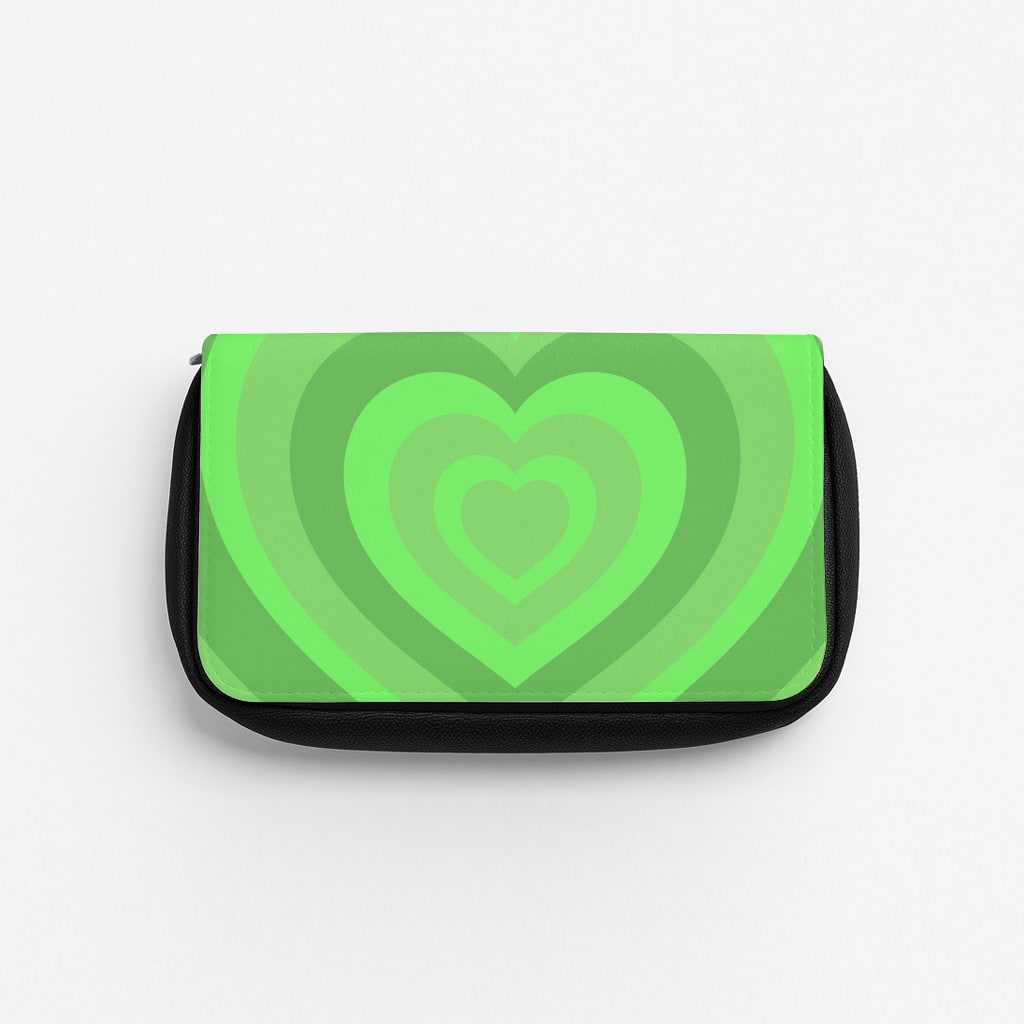 Green - Colourful Hearts Pencil Case