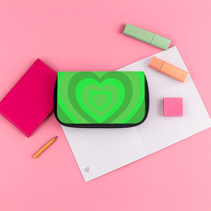 Green - Colourful Hearts Pencil Case