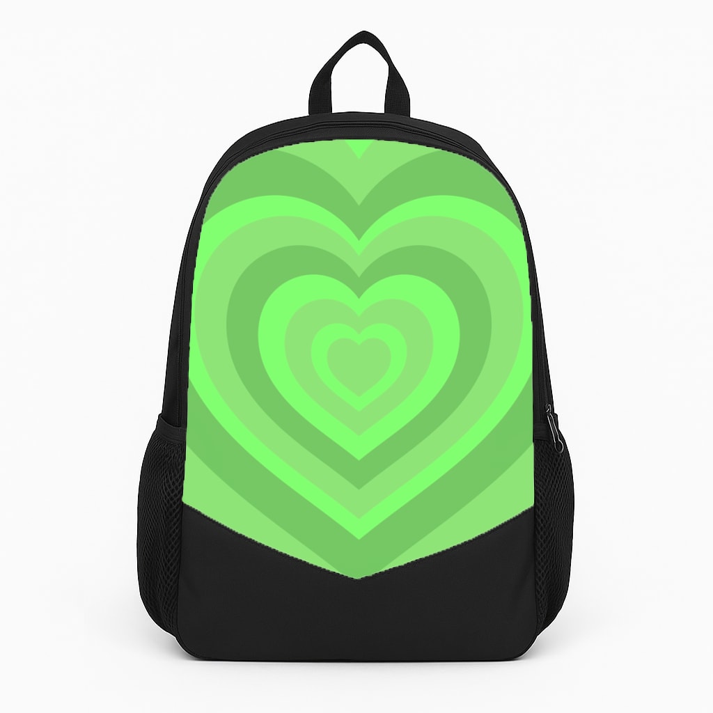 Green - Colourful Hearts Large Backpack