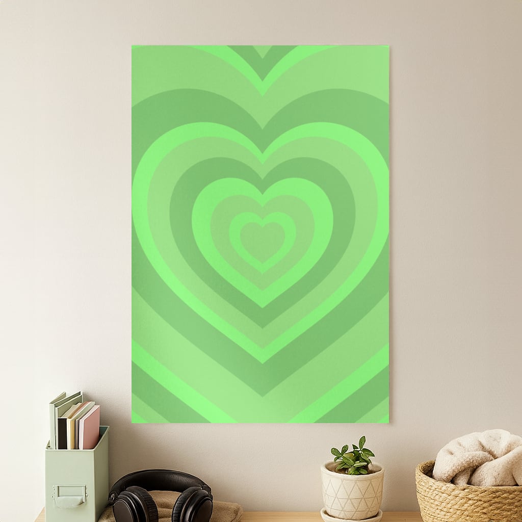 Green - Colourful Hearts Poster