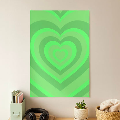 Green - Colourful Hearts Poster