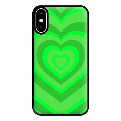 Green - Colourful Hearts Phone Case for iPhone XS Max