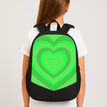 Green - Colourful Hearts Large School Bag