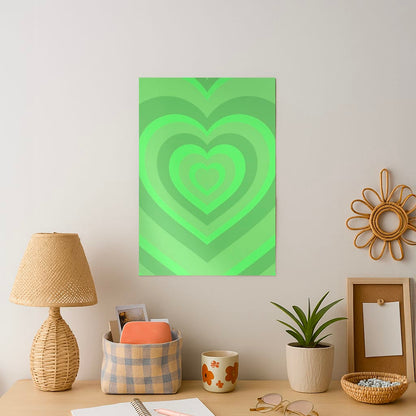 Green - Colourful Hearts Art Print