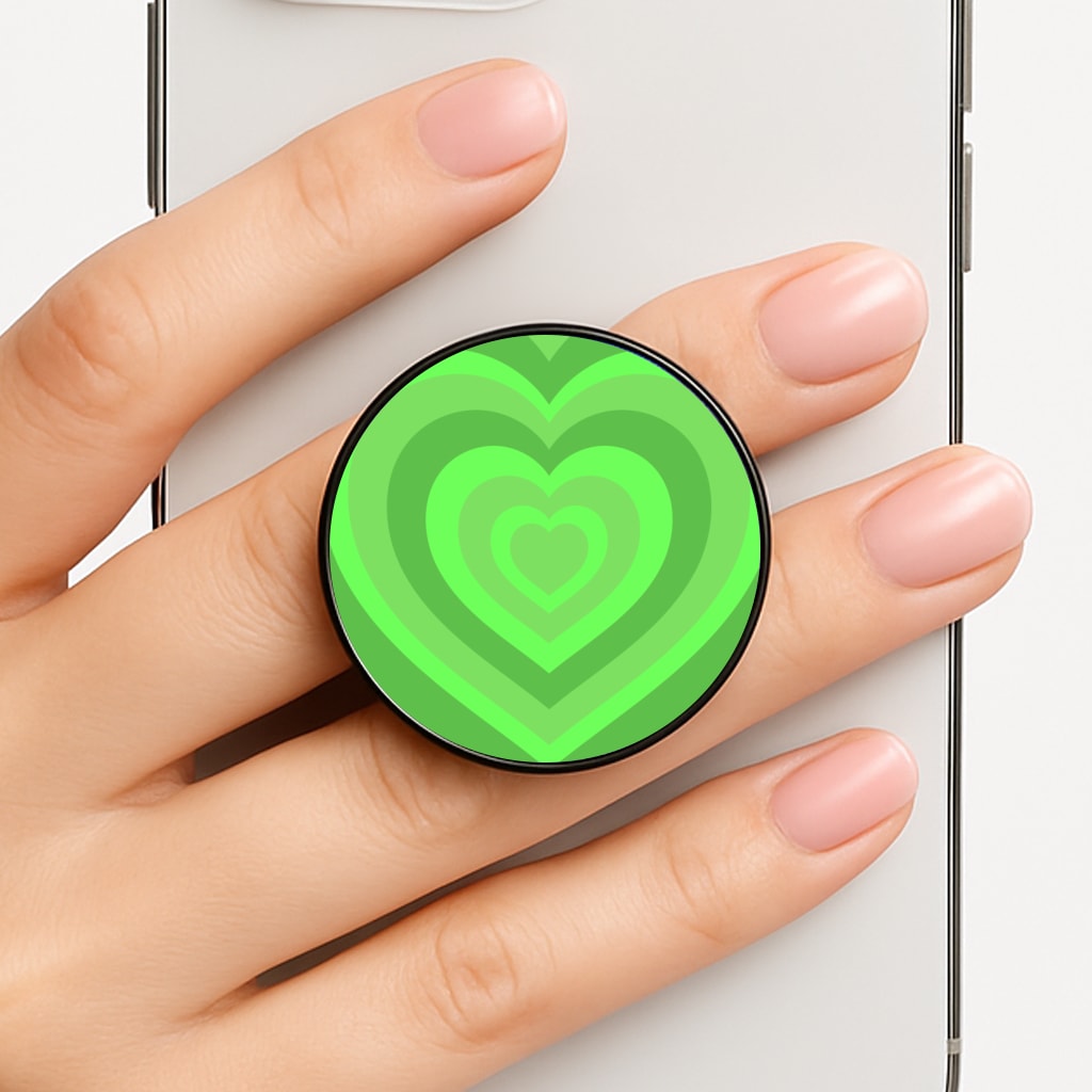 Green - Colourful Hearts Phone Grip