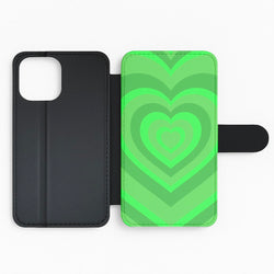 Green - Colourful Hearts Flip Phone Case