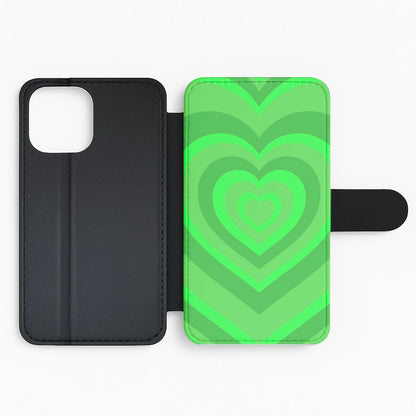 Green - Colourful Hearts Flip Phone Case