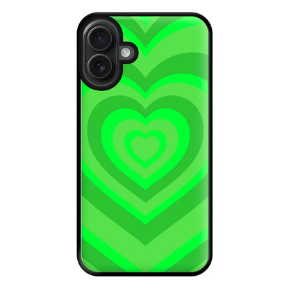 Green - Colourful Hearts Phone Case for iPhone 16 Plus