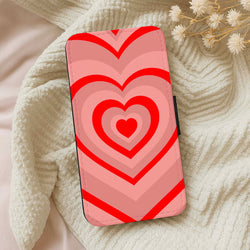 Red - Colourful Hearts Wallet Phone Case