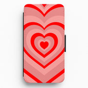 Red - Colourful Hearts Flip / Wallet Phone Case 1