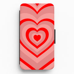 Red - Colourful Hearts Flip / Wallet Phone Case