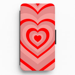 Red - Colourful Hearts Flip / Wallet Phone Case
