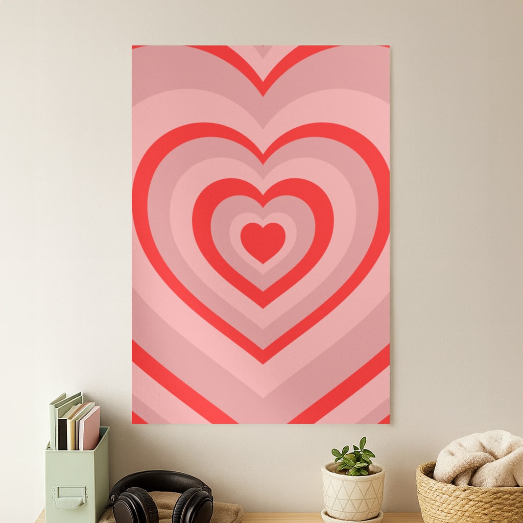 Red - Colourful Hearts Poster