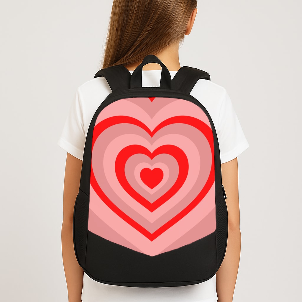 Red - Colourful Hearts Large School Bag
