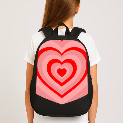 Red - Colourful Hearts Large School Bag