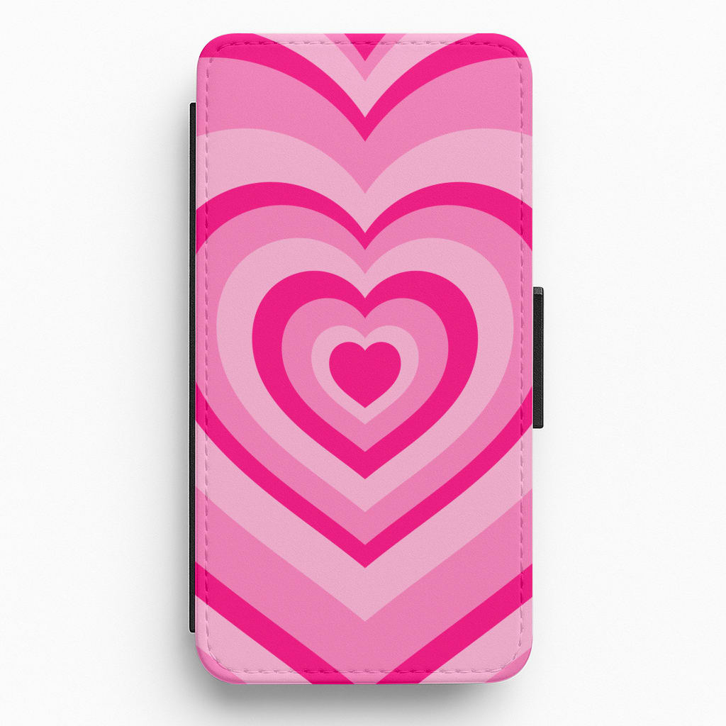 Pink - Colourful Hearts Flip / Wallet Phone Case