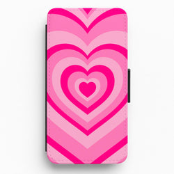 Pink - Colourful Hearts Flip / Wallet Phone Case