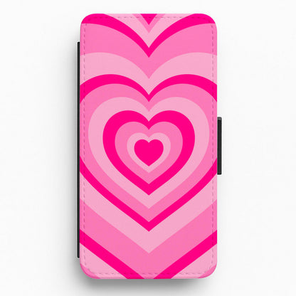 Pink - Colourful Hearts Flip / Wallet Phone Case