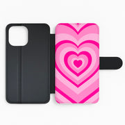 Pink - Colourful Hearts Flip / Wallet Phone Case 2
