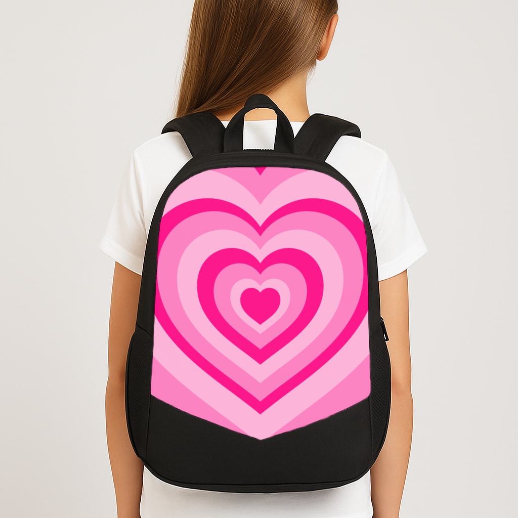 Pink - Colourful Hearts Large School Bag