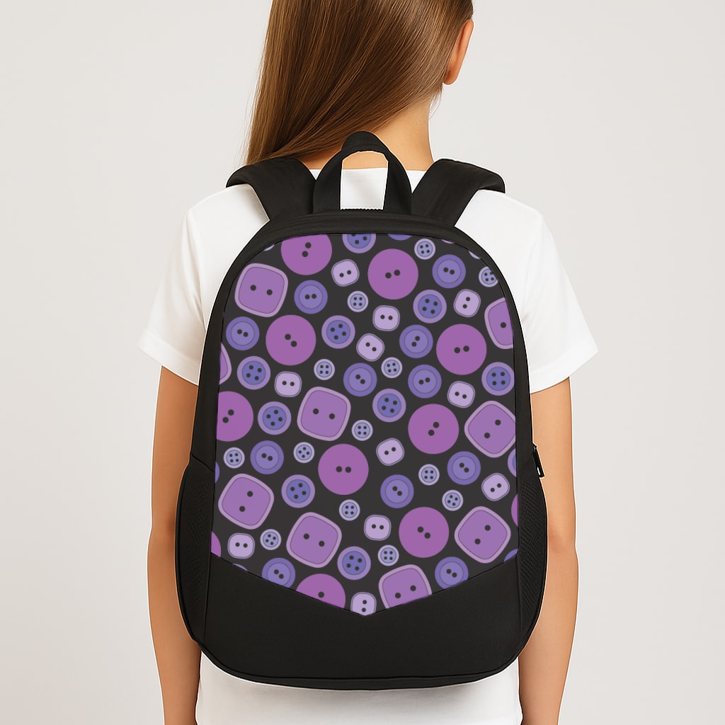 Button Pattern Large School Bag