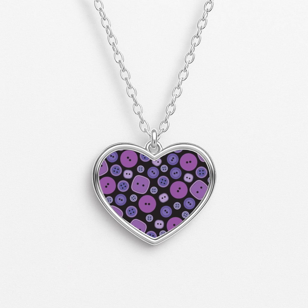 Button Pattern Heart Necklace