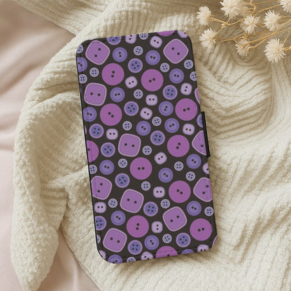 Button Pattern Wallet Phone Case